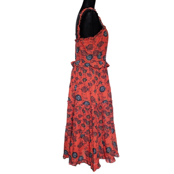 ULLA JOHNSON Adyna Sleeveless Midi Dress in Poppy Floral - Women's Size 10 - Picture 3 of 15